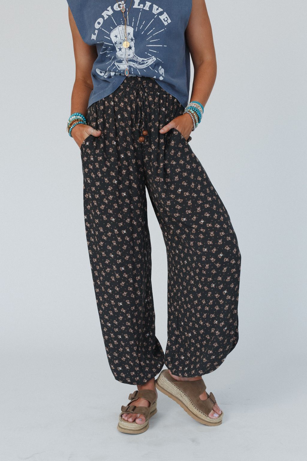 The Nest Emberlyn Wide Leg Cinched Pants - Iron