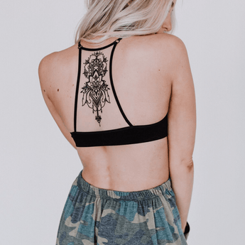 Tattoo Bralette - Black  - Three Bird Nest