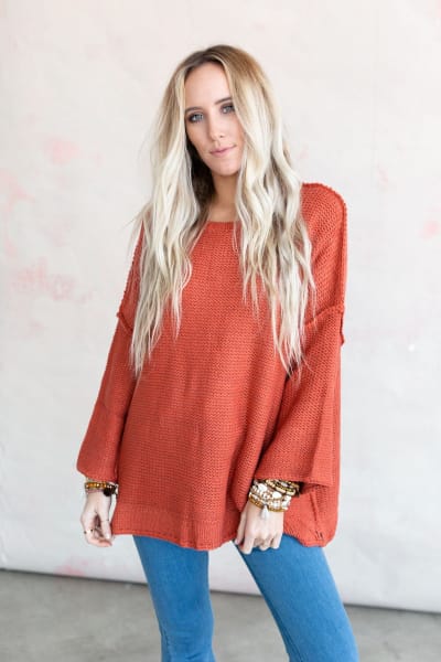 Crisp Air Sweater - Rust  |  Sweaters  - Three Bird Nest