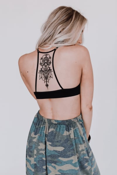 Tattoo Bralette - Black  - Three Bird Nest