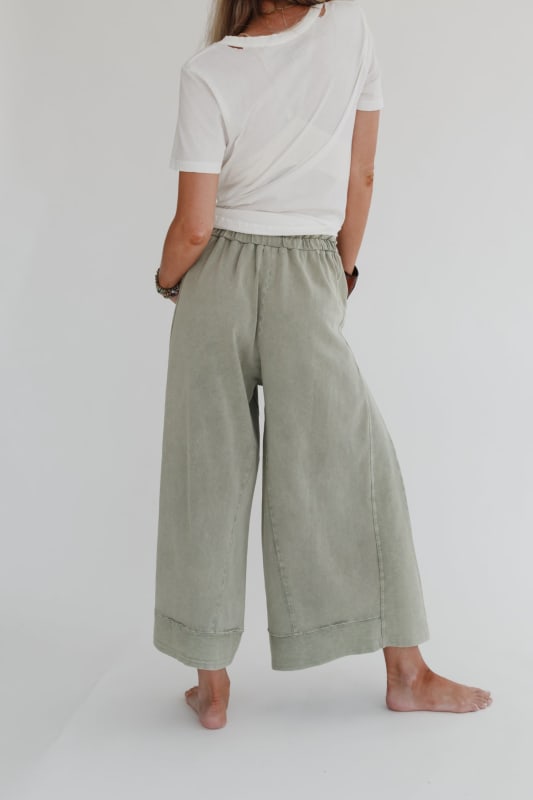 Relaxed Vibes Wide Leg Pants - Olive  |  Bottoms  - Three Bird Nest