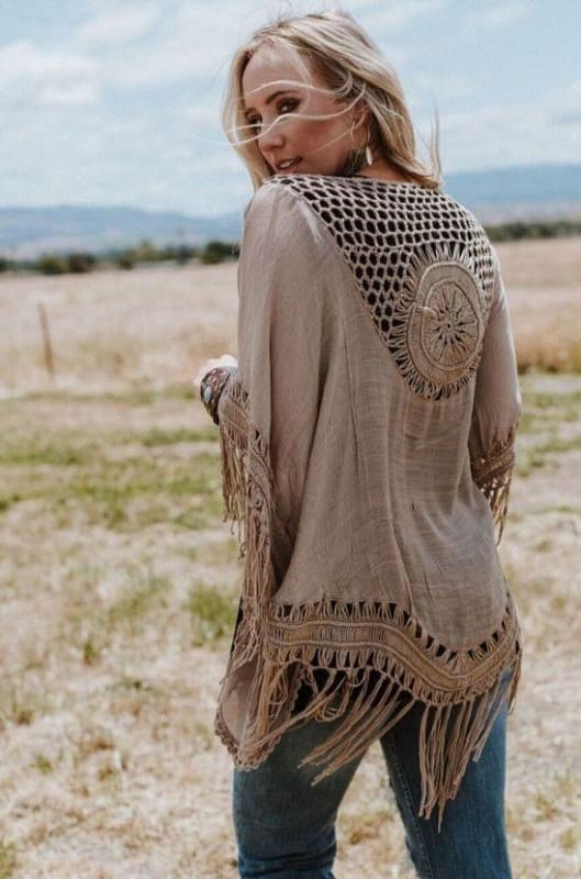 Dreamy Macramé Kimono - Mocha  - Three Bird Nest