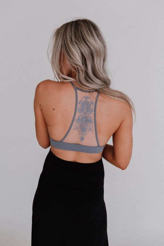 Tattoo Bralette - Gray  - Three Bird Nest