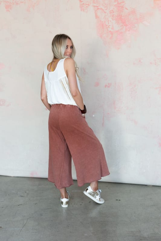 Relaxing Robin Wide Leg Pant - Red Bean  |  Bottoms  - Three Bird Nest