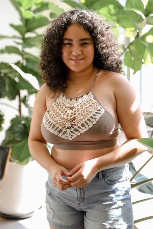 Crochet High Neck Bralette - Mocha  |  CORE  - Three Bird Nest