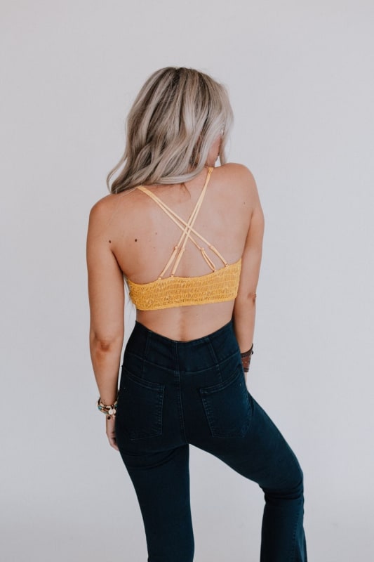 Dainty Daisy Crochet Bralette - Yellow  - Three Bird Nest