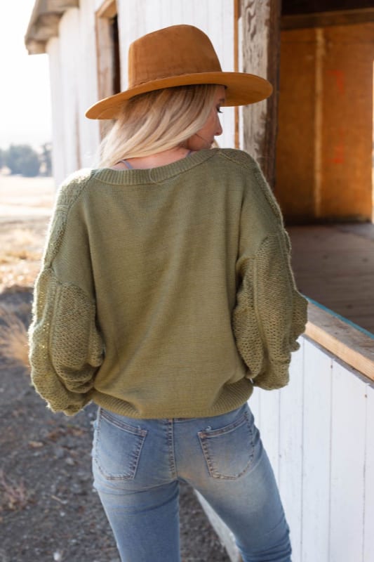 No Boundaries Sweater - Olive  |  Sweaters  - Three Bird Nest