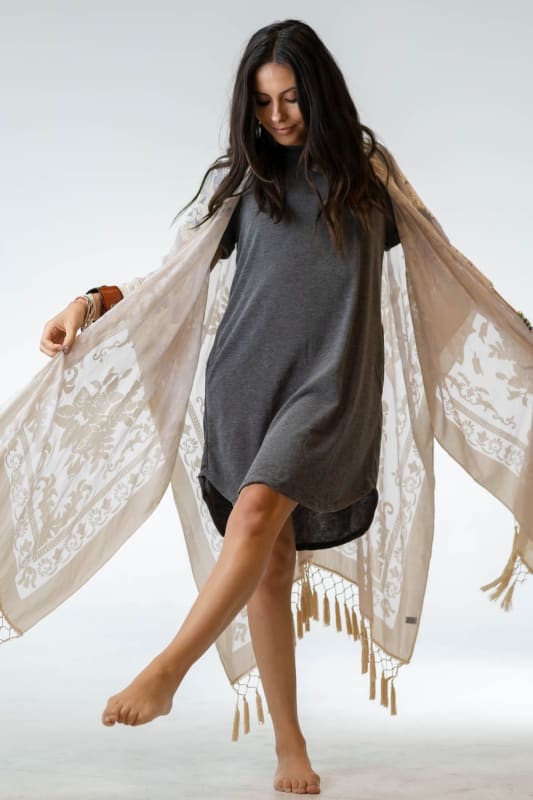 Crushin' On You Velvet Kimono - Nude  |  Kimonos  - Three Bird Nest