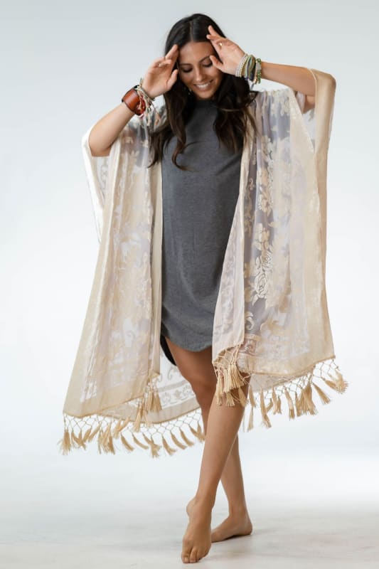 Crushin' On You Velvet Kimono - Nude  |  Kimonos  - Three Bird Nest