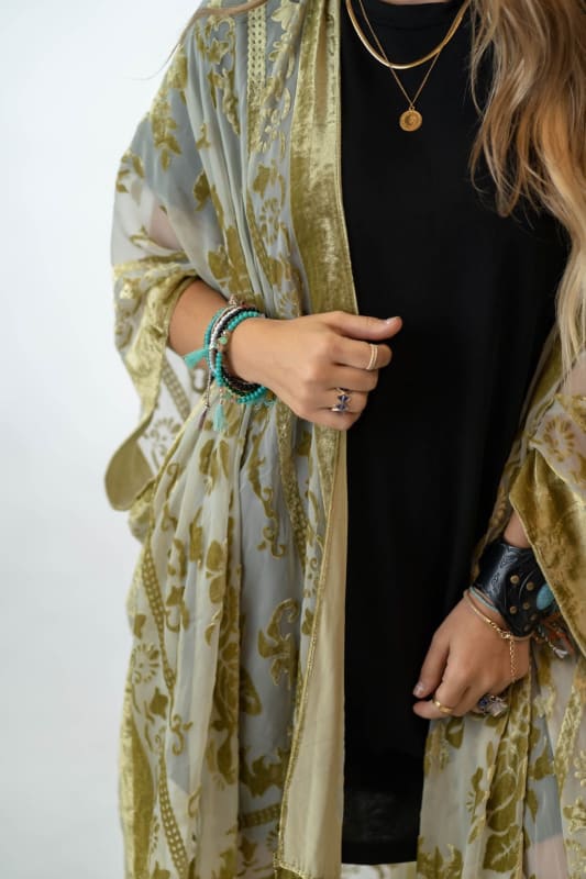 Crushin' On You Velvet Kimono - Olive  |  Kimonos  - Three Bird Nest