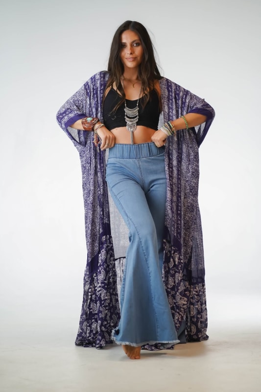 Paisley Tapestry Free Flow Duster Kimono - Purple  |  Kimonos  - Three Bird Nest