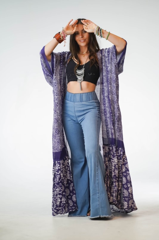 Paisley Tapestry Free Flow Duster Kimono - Purple  |  Kimonos  - Three Bird Nest