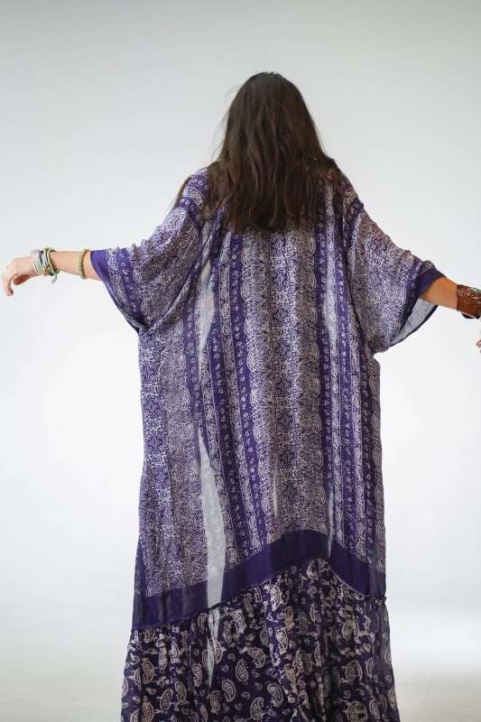 Paisley Tapestry Free Flow Duster Kimono - Purple  |  Kimonos  - Three Bird Nest