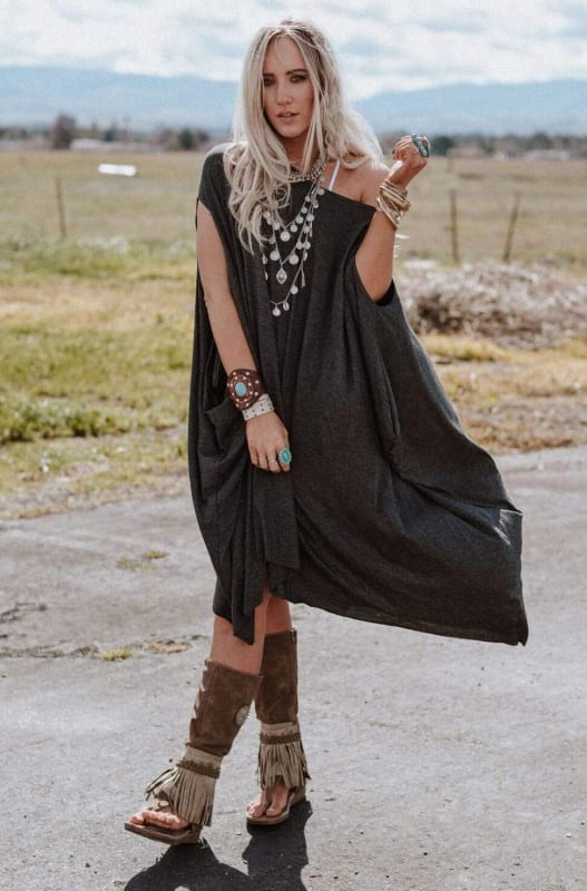 The Wren Oversized Tunic Top - Charcoal  - Three Bird Nest