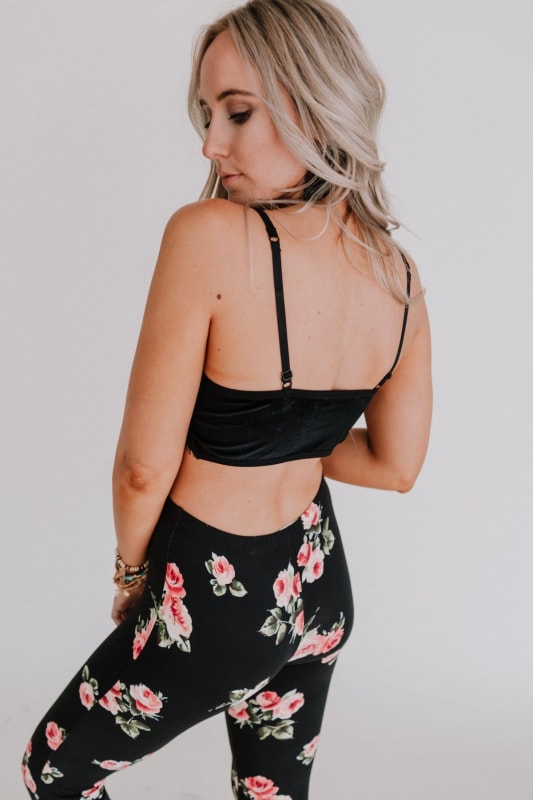 Jessa Velvet and Lace Cami - Black  - Three Bird Nest