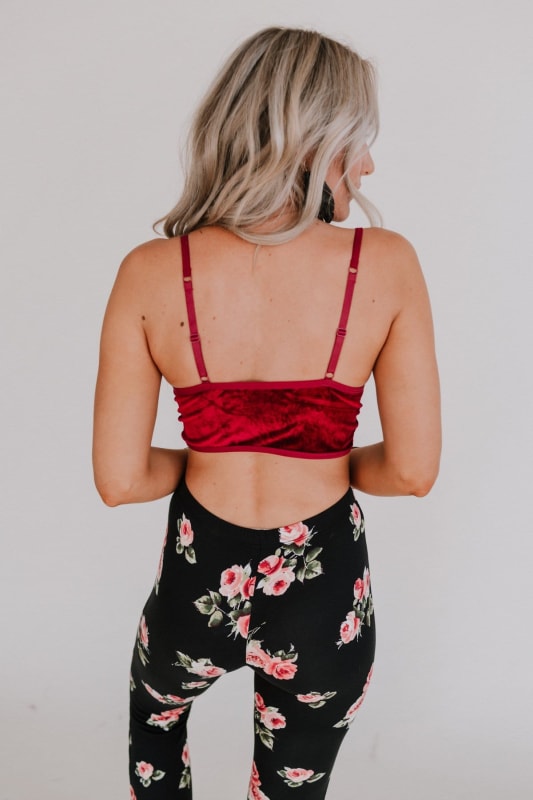 Jessa Velvet and Lace Cami - Burgundy  - Three Bird Nest