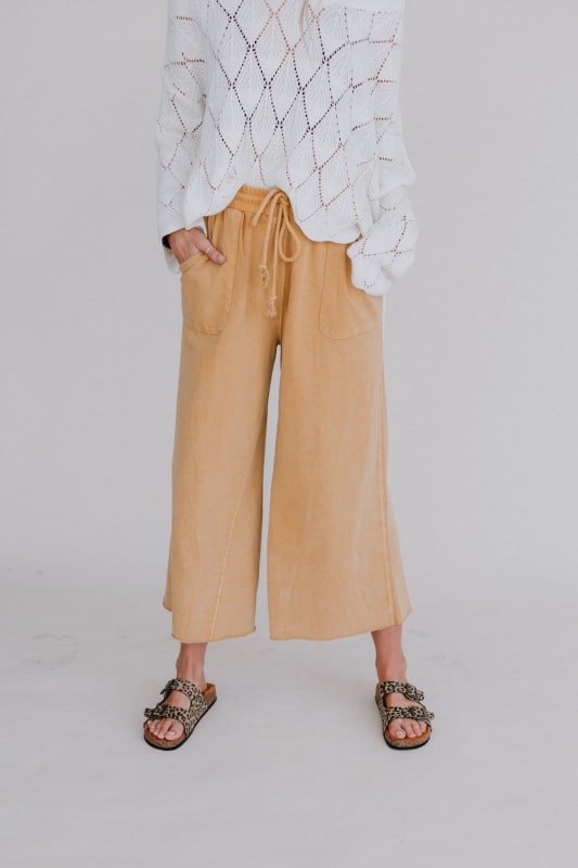 Relaxing Robin Wide Leg Pant - Mustard  - Three Bird Nest