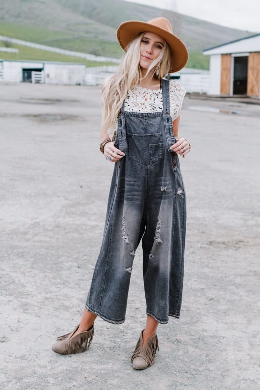 High Hopes Slouchy Denim Overalls - Black  - Three Bird Nest