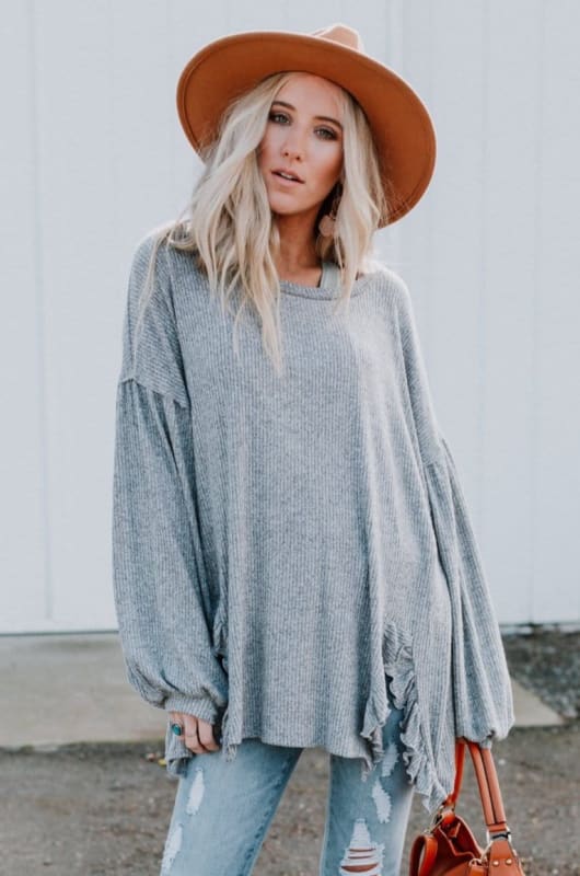 Charlie Cozy Top - Gray  - Three Bird Nest