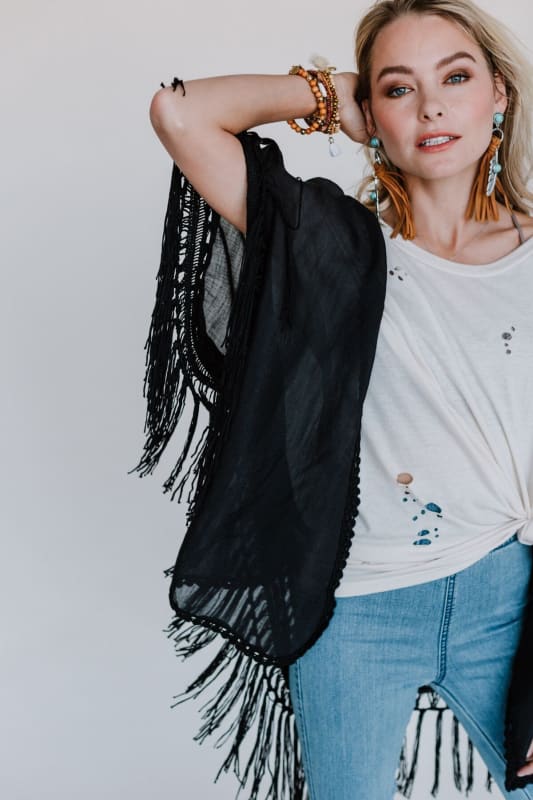 Dreamy Macramé Kimono - Black  - Three Bird Nest