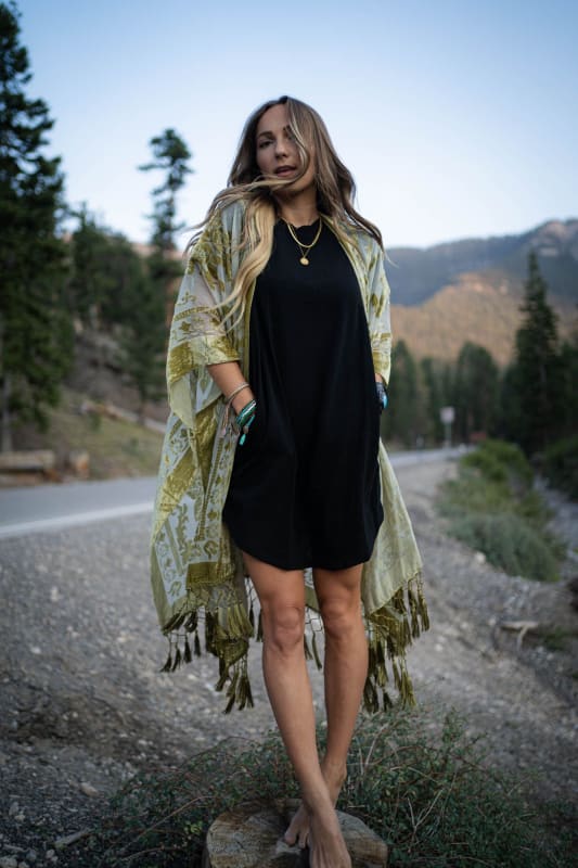 Crushin' On You Velvet Kimono - Olive  |  Kimonos  - Three Bird Nest