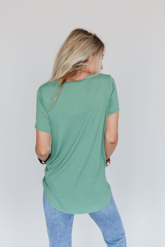 3BN Scoop Neck Bralette Tee - Sage  |  Tops  - Three Bird Nest