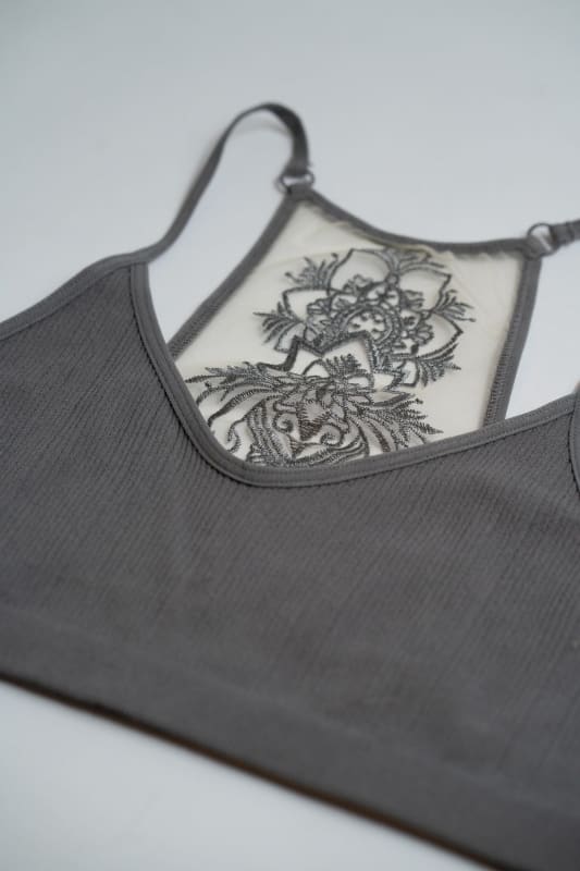 Tattoo Bralette - Gray  |  CORE  - Three Bird Nest