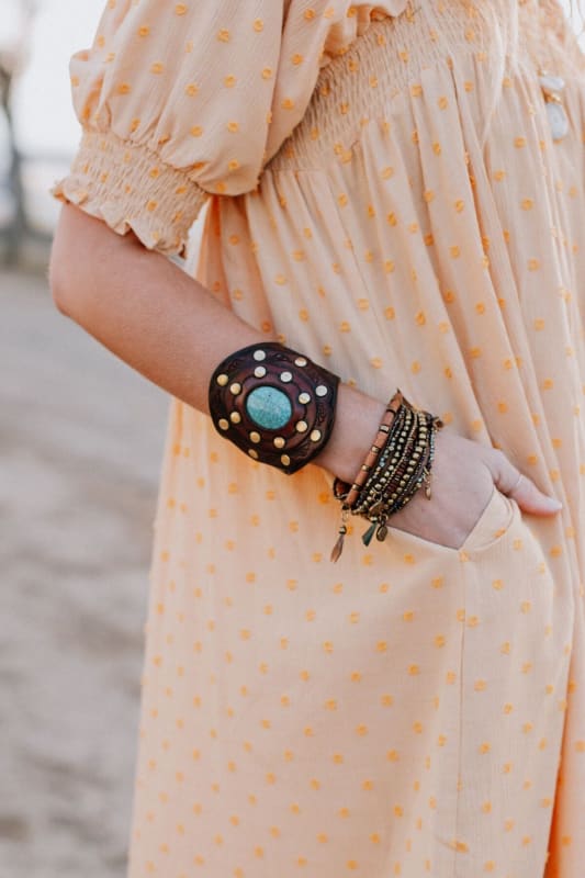 Alyda Boho Stone and Bead Bracelet Set - Brown  - Three Bird Nest