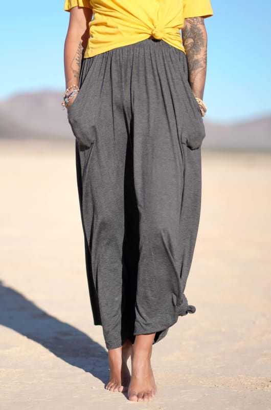 Pocketed Maxi Skirt - Charcoal  - Three Bird Nest