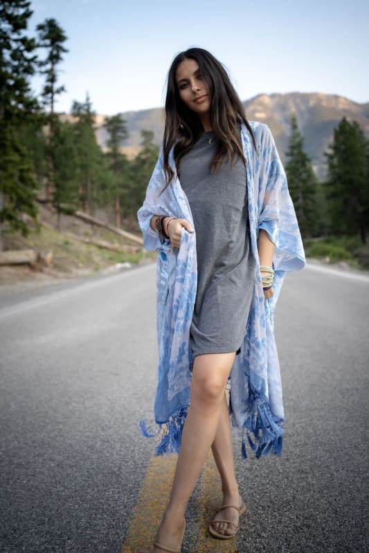 Crushin' On You Velvet Kimono - Blue  |  Kimonos  - Three Bird Nest