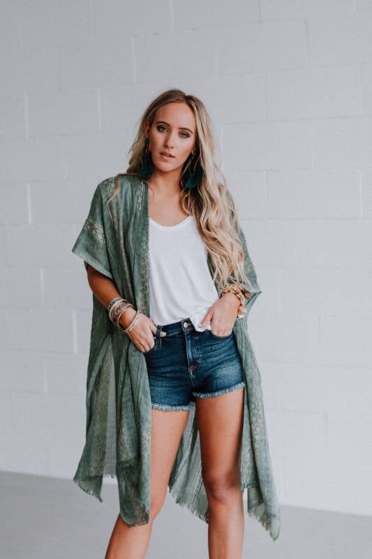 Sunny Afternoon Duster Kimono - Sage  - Three Bird Nest