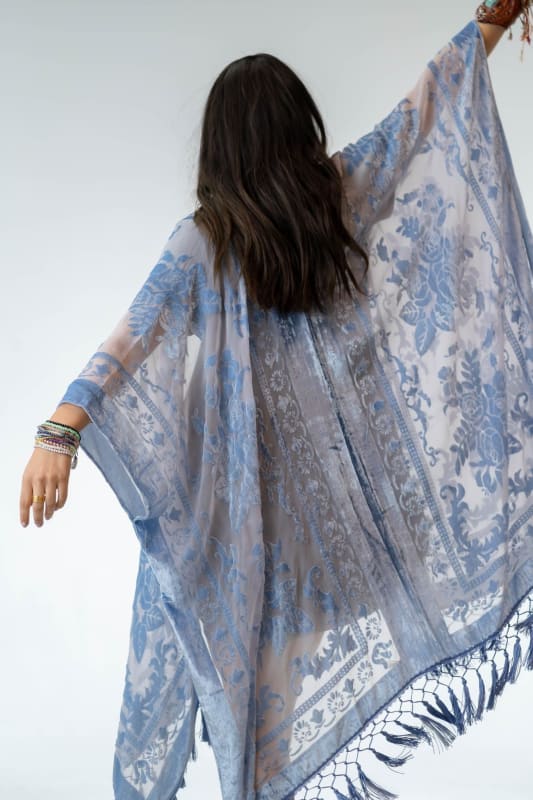 Crushin' On You Velvet Kimono - Blue  |  Kimonos  - Three Bird Nest