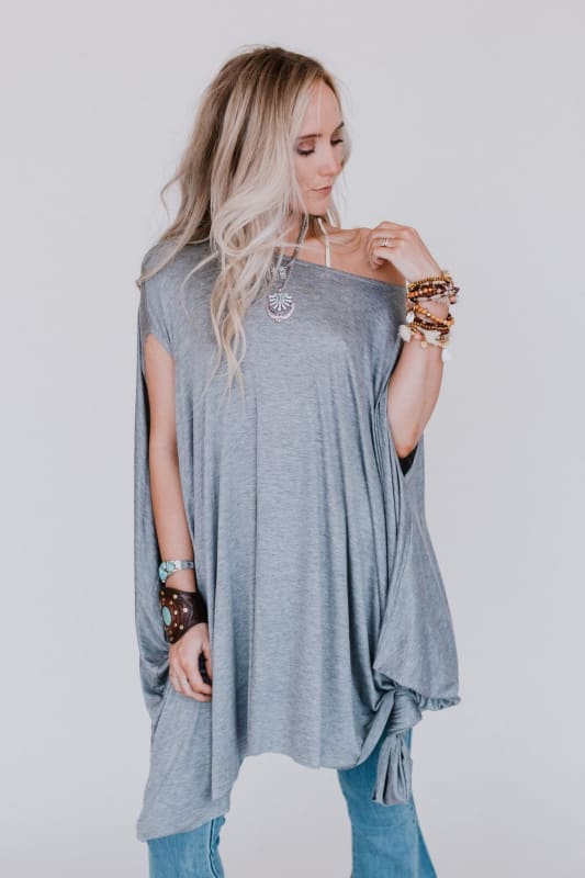 The Wren Oversized Tunic Top - Heather Gray  - Three Bird Nest