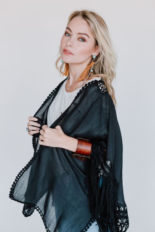 Dreamy Macramé Kimono - Black  - Three Bird Nest