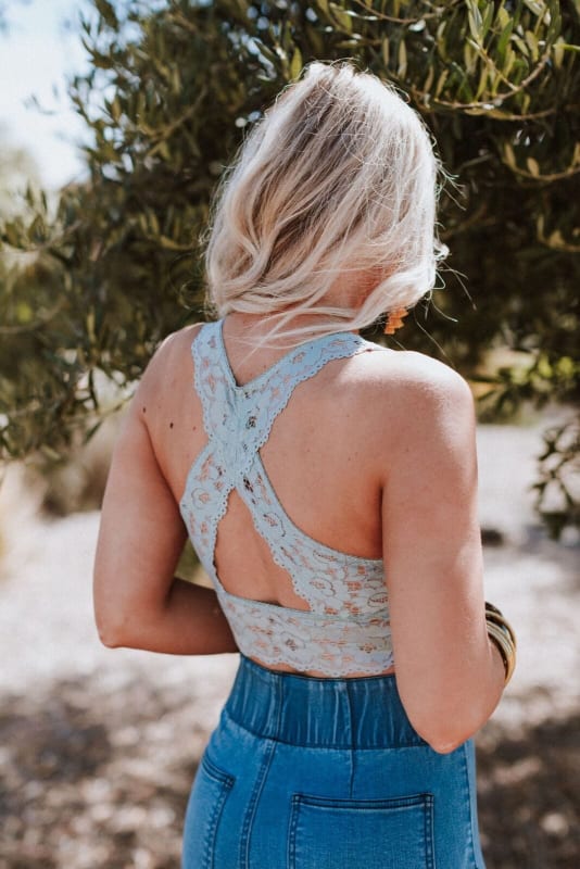 Peyton Lace Cross Back Bralette - Seafoam  - Three Bird Nest