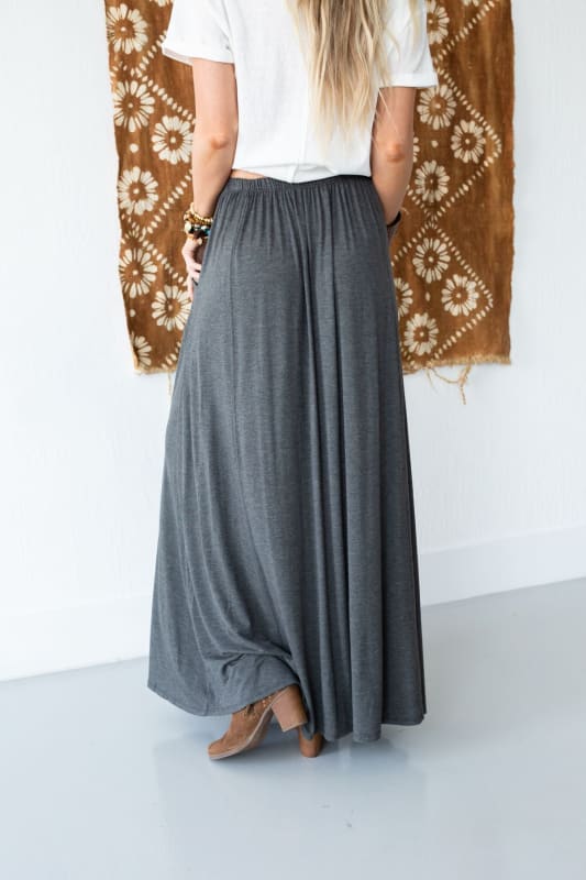 3BN Pocketed Maxi Skirt - Charcoal  |  CORE  - Three Bird Nest